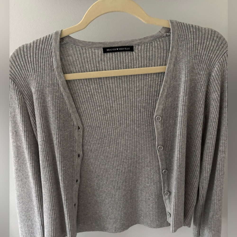 Gray Ribbed Women's Sweater Brandy Melville Size Xs-S